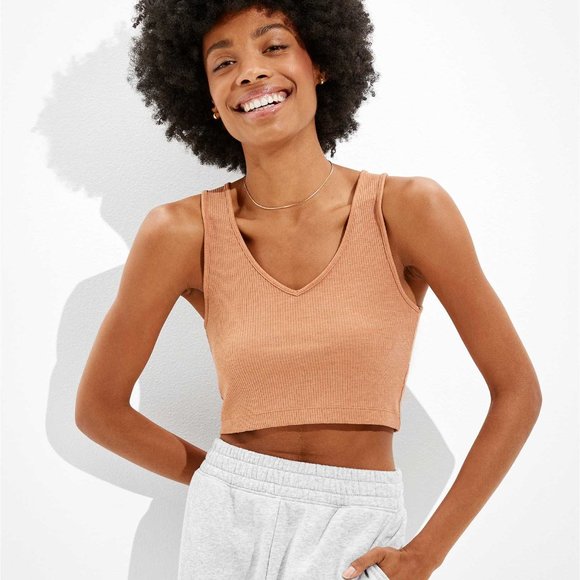 American Eagle Outfitters Tops - AE V-Neck Crop Tank brown NWT Large